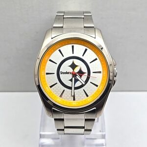 Mens NFL Pittsburgh Steelers Watch Silver Gametime 46MM Silver New Battery